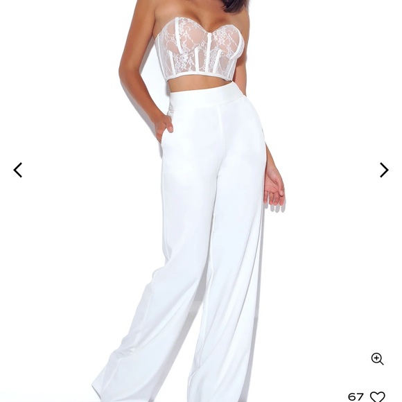 Miss Circle White Lace Corset Crop Top - Picture 6 of 12